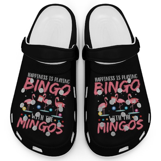 Funny Bingo Player Happiness Flamingo Clogs
