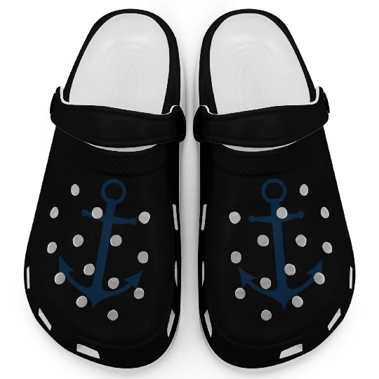 Navy Blue Sailing Boat Anchor Clogs