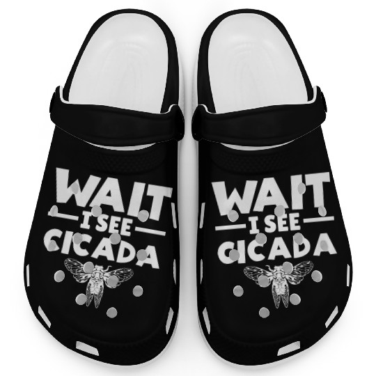 Wait I See Cicada, Funny Colorful Cicada Spring Clogs