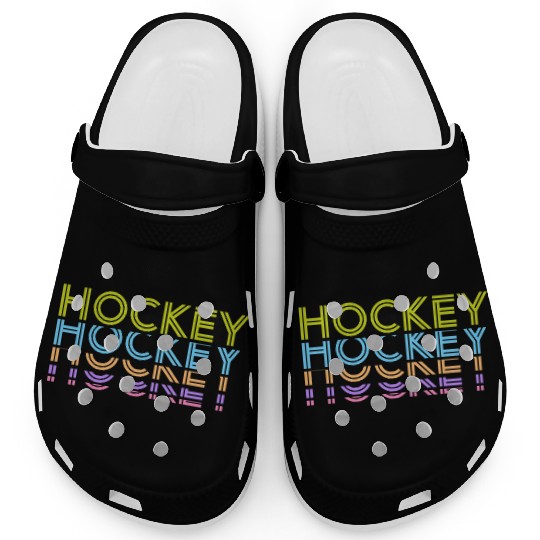 Hockey Colorful Typography Clogs