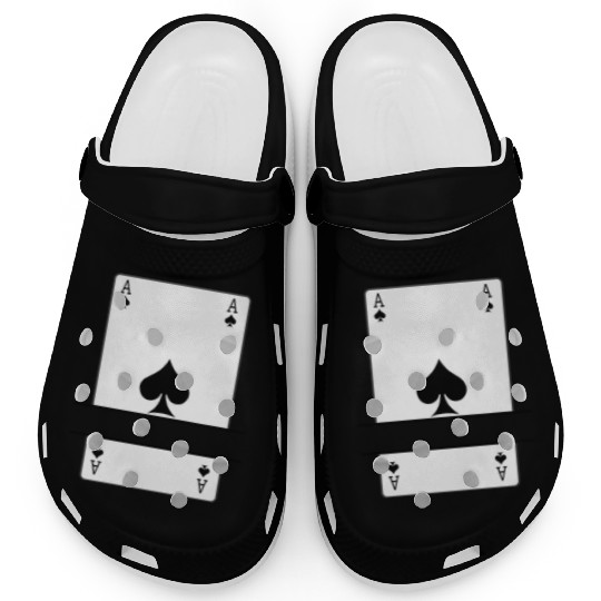 Playing card ace of spades with banner space Clogs