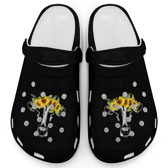 Hay Girl Funny Cow Farm Sunflower Heifer Clogs