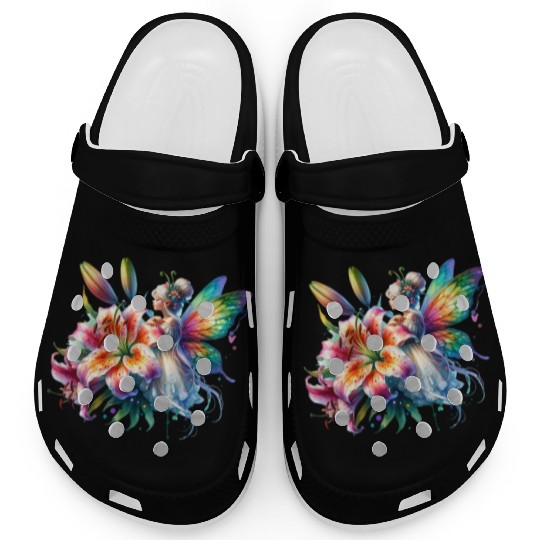 Tiger Lily Fairy Floral Fantasy Watercolor Clogs
