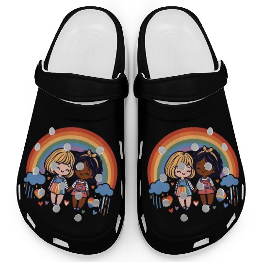 Cute Lesbian Sapphic Whitey Melanin Rainbow Pride Clogs