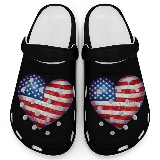 4th Of July US flag heart Clogs
