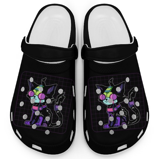 Cyberpunk Cat Game Developer Clogs