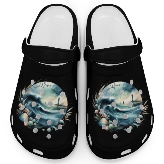 Ocean Whisper: Serene Seascape Art Clogs