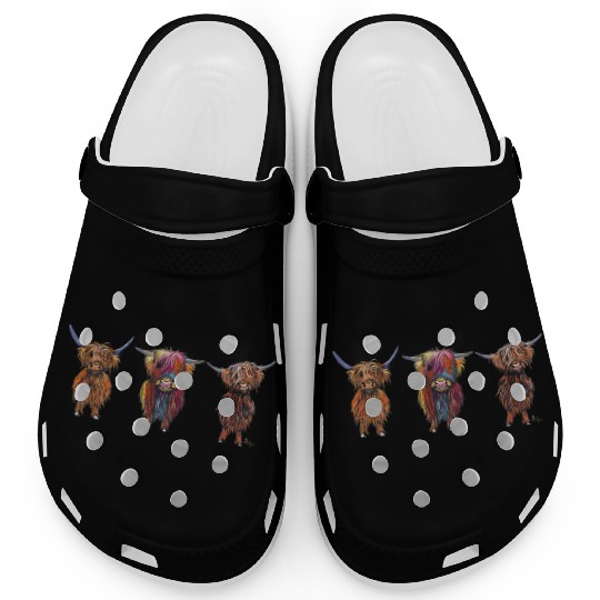 CoW PRiNT ANiMaL PRiNT HiGHLaND CoWS ' ALL THRee ' Clogs