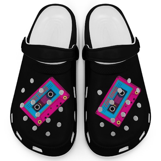 Colorful cassette tape with love songs Clogs