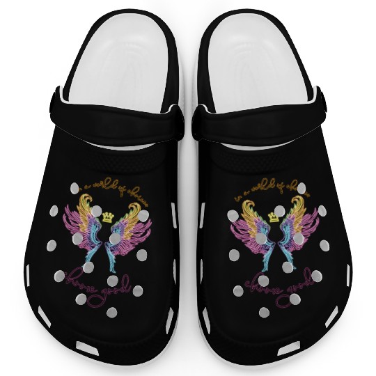 Neon angel wings with a crown Clogs