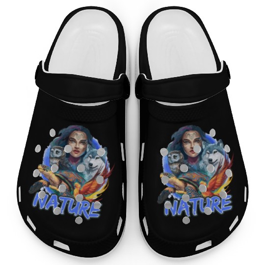 Nature-Inspired Wolf Owl Turtle Phoenix Woman Clogs