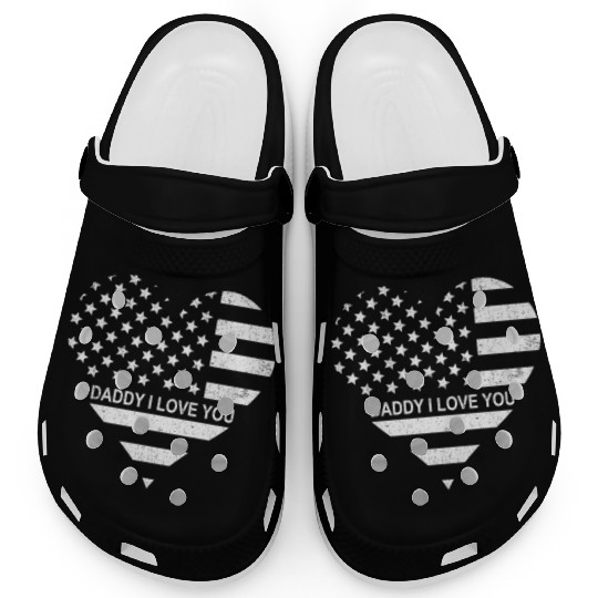 I Love Daddy American Flag Heart Gift Fathers Day Clogs
