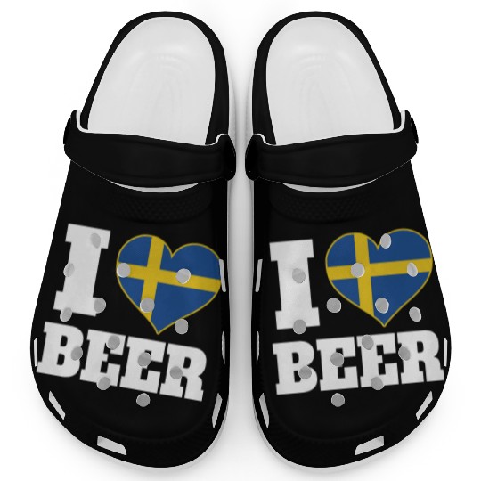 I Love Beer And Sweden Patriotic Expression Clogs