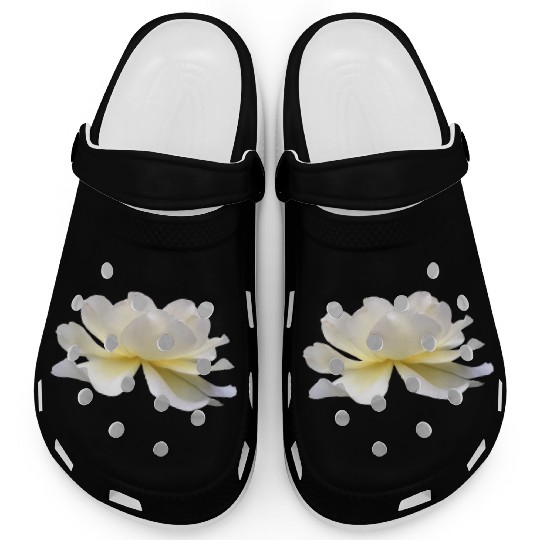 Lotus rose white flower Clogs