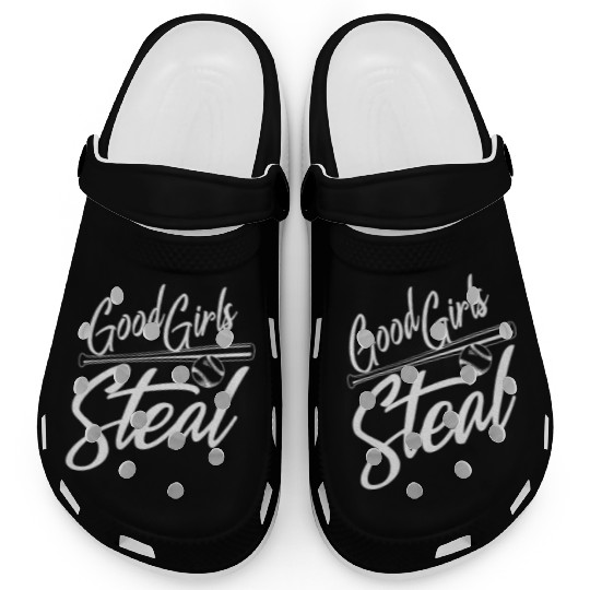 Softball Art Good Girls Steal Baseball Pitcher Clogs