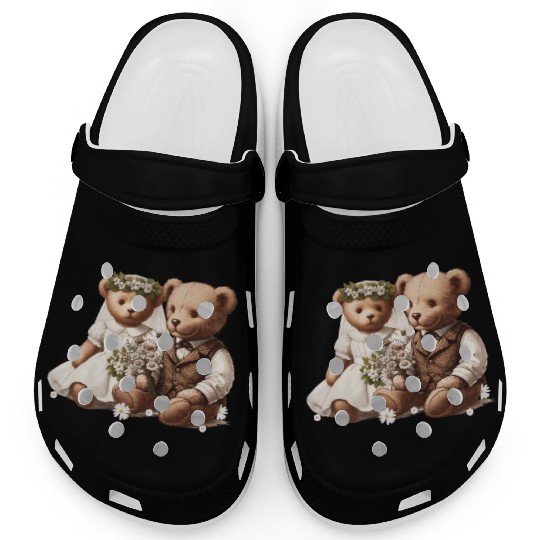 Vintage wedding: teddy bear bride and groom Clogs
