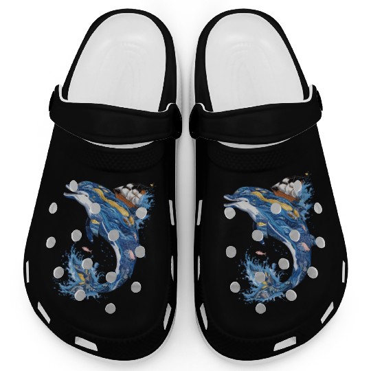Majestic Ocean Waves Sailing Adventure Dolphin Clogs
