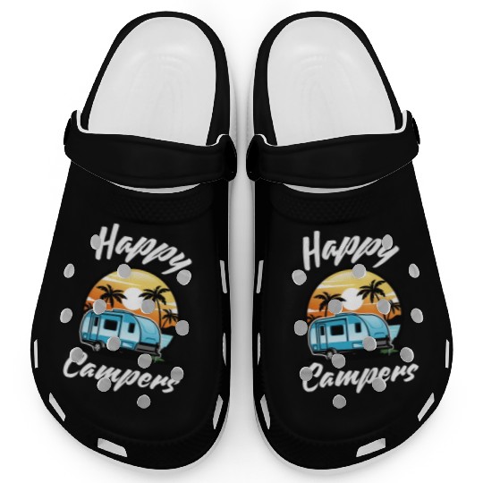 Funny Camping Hiking Lover Present Happy Camper Clogs