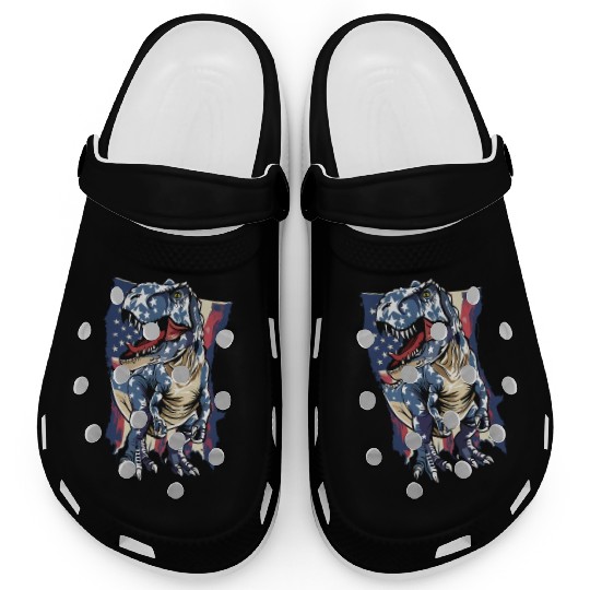 Patriot US USA Dino Trex Veterans Day 4th of July Clogs