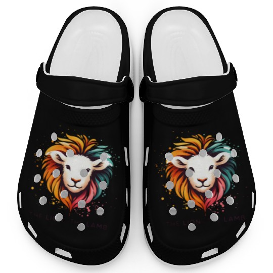 The Lion And The Lamb Abstract Art Design Clogs