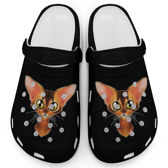 Cat Lover I Cat Face I Abyssinian Cat Clogs