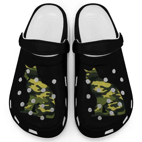Military Burmese Camo Men Print US Cat Kitty Clogs