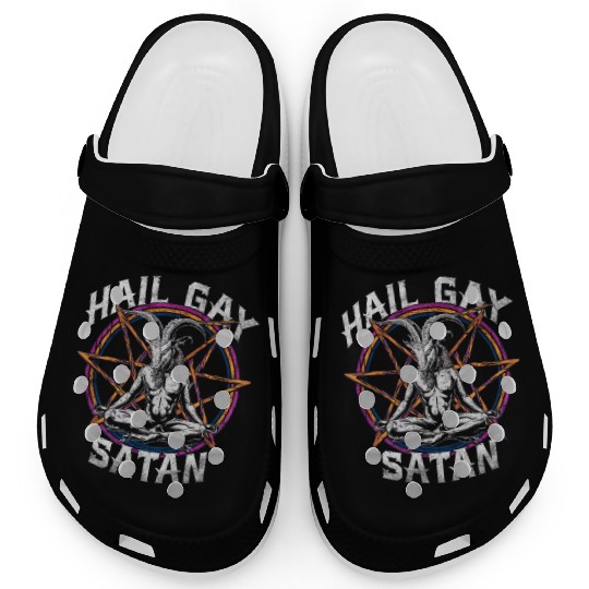 Funny Hail Gay Satan LGBT Goth Gay Pride Baphomet Clogs