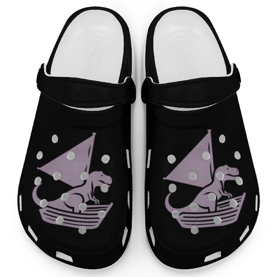 Cool summer sailboat T-Rex silhouette Clogs