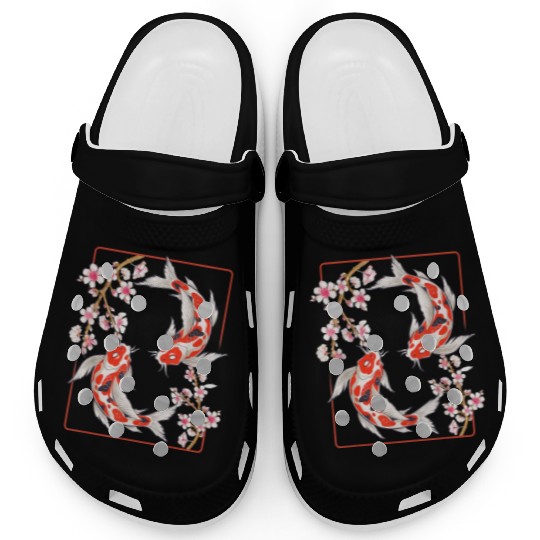 Japanese Koi Carp Fish Cherry Blossom Clogs