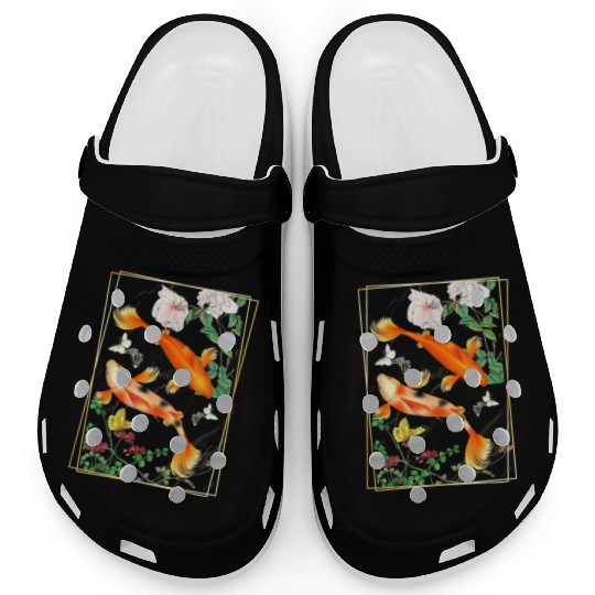 Japanese Koi Carp Nishikigoi Fish Cherry Blosso Clogs