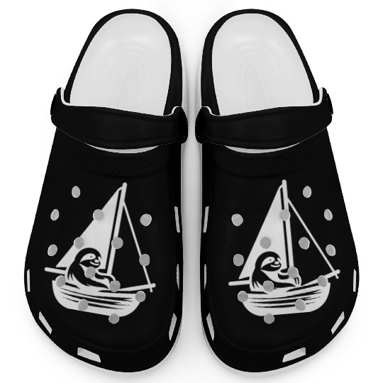 Summer sailing sloth silhouette cool Clogs