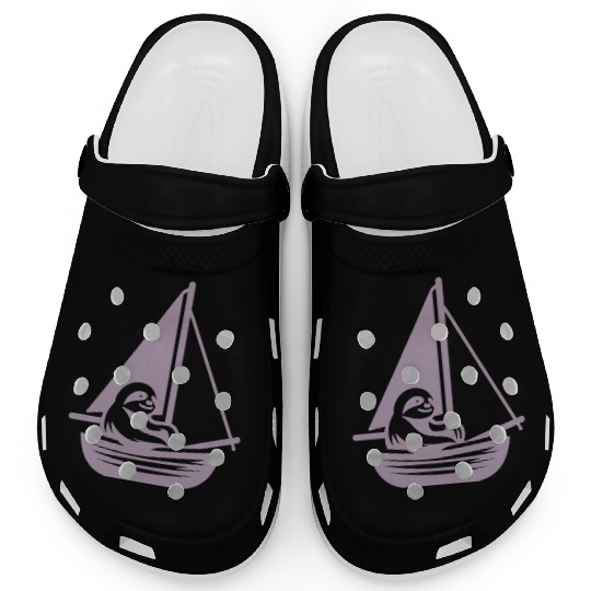 Summer sailing sloth silhouette cool Clogs