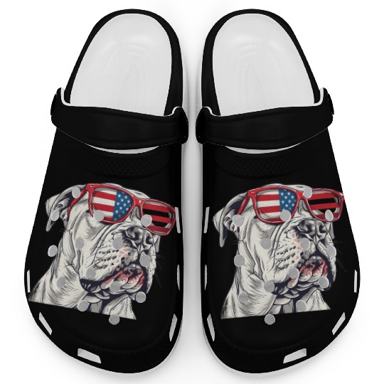 Dogo Argentino dog. 4th of July and memorial day Clogs