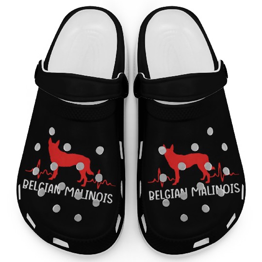 Silhouette Dog Heartbeat Belgian Malinois Clogs