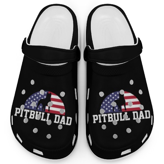 Pitbull Dad Embracing USA Flag Merica Pride Art Clogs