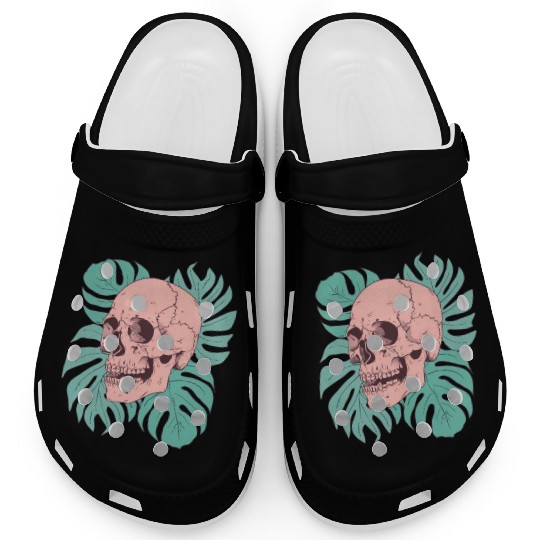 Pink Tropical Skull Clogs
