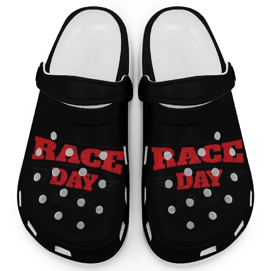 Race Day Car Racing Checkered Flag Clogs