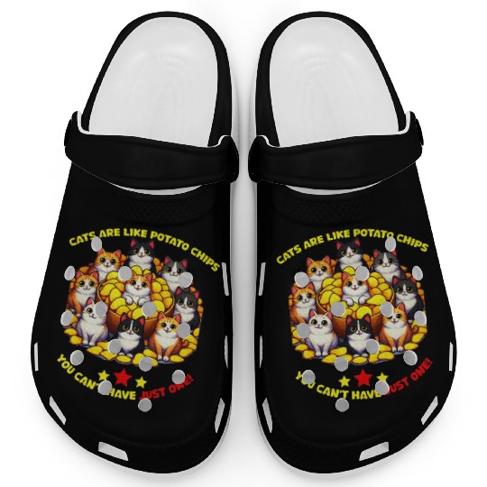 cats are like potato chips Cat Lover Clogs