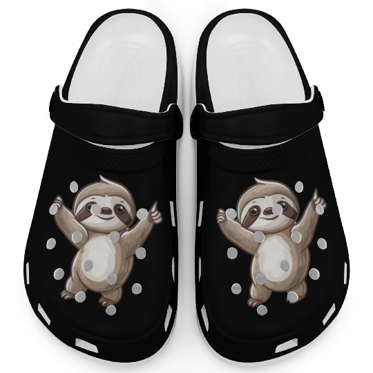 Charming Smiling Sloth Embracing Life Clogs
