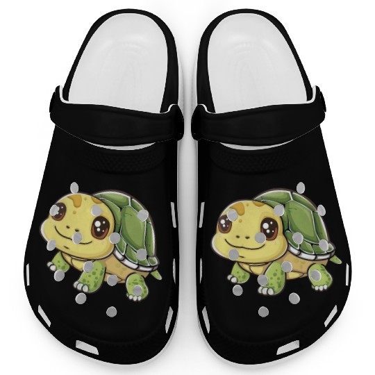 Adorable Smiling Turtle Character Clogs