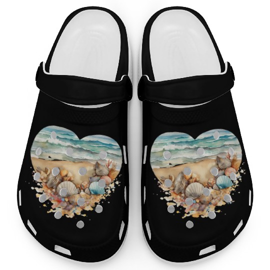 Watercolor Beach Clipart, Summer PNG Bundle, Clogs