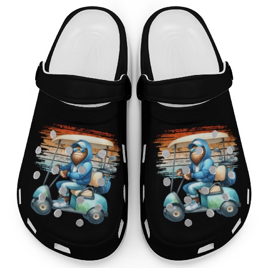 Bigfoot Golf Adventure Watercolor Golfer Cart Clogs