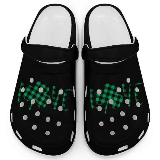 St Patricks Day Daycare Teacher Plaid Shamrock Clogs