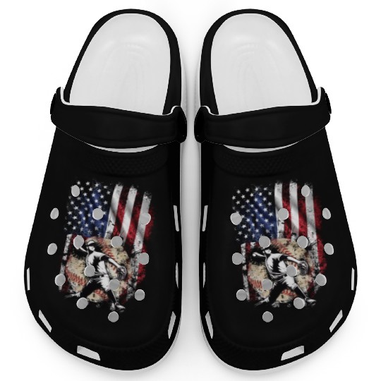 Patriotic American Flag Baseball Pitcher Clogs