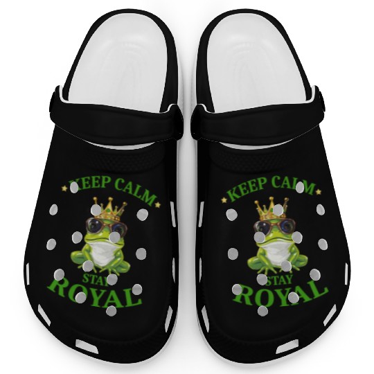 Royal Frog With Crown And Sunglasses Clogs