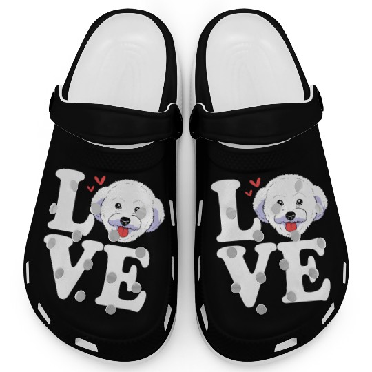Cute Dog Face I Love My Bichon Frise Clogs