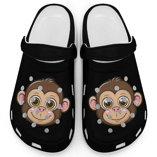 Adorable Monkey Face With Big Eyes Clogs