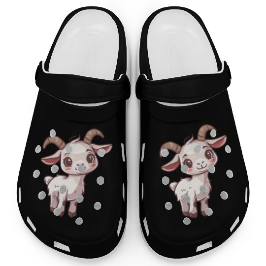 Adorable Smiling Goat Cartoon Clogs