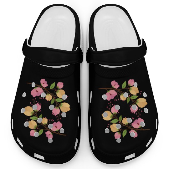 Flowers rose and yellow Clogs