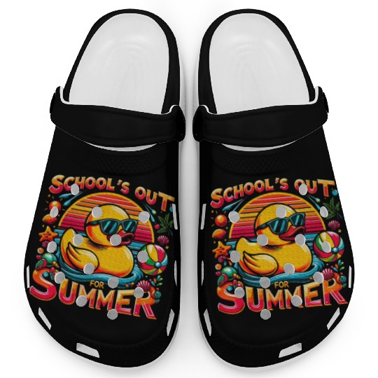 Schools Out For Summer Teacher Yellow Duck Clogs